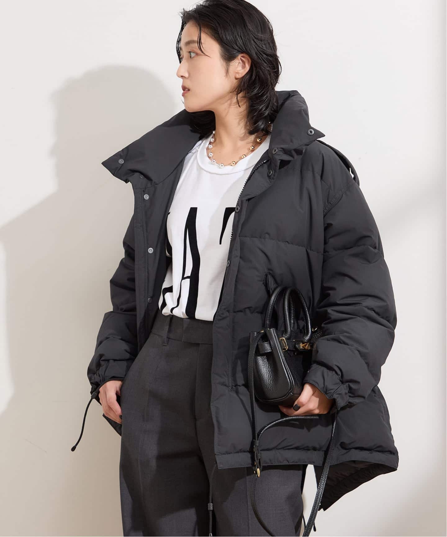 美品【STAMMBAUM】LESSAGE DOWN COAT ダウン　コート 黒 予約》別注【STAMMBAUM】*LESSAGEダウンコート（ダウン