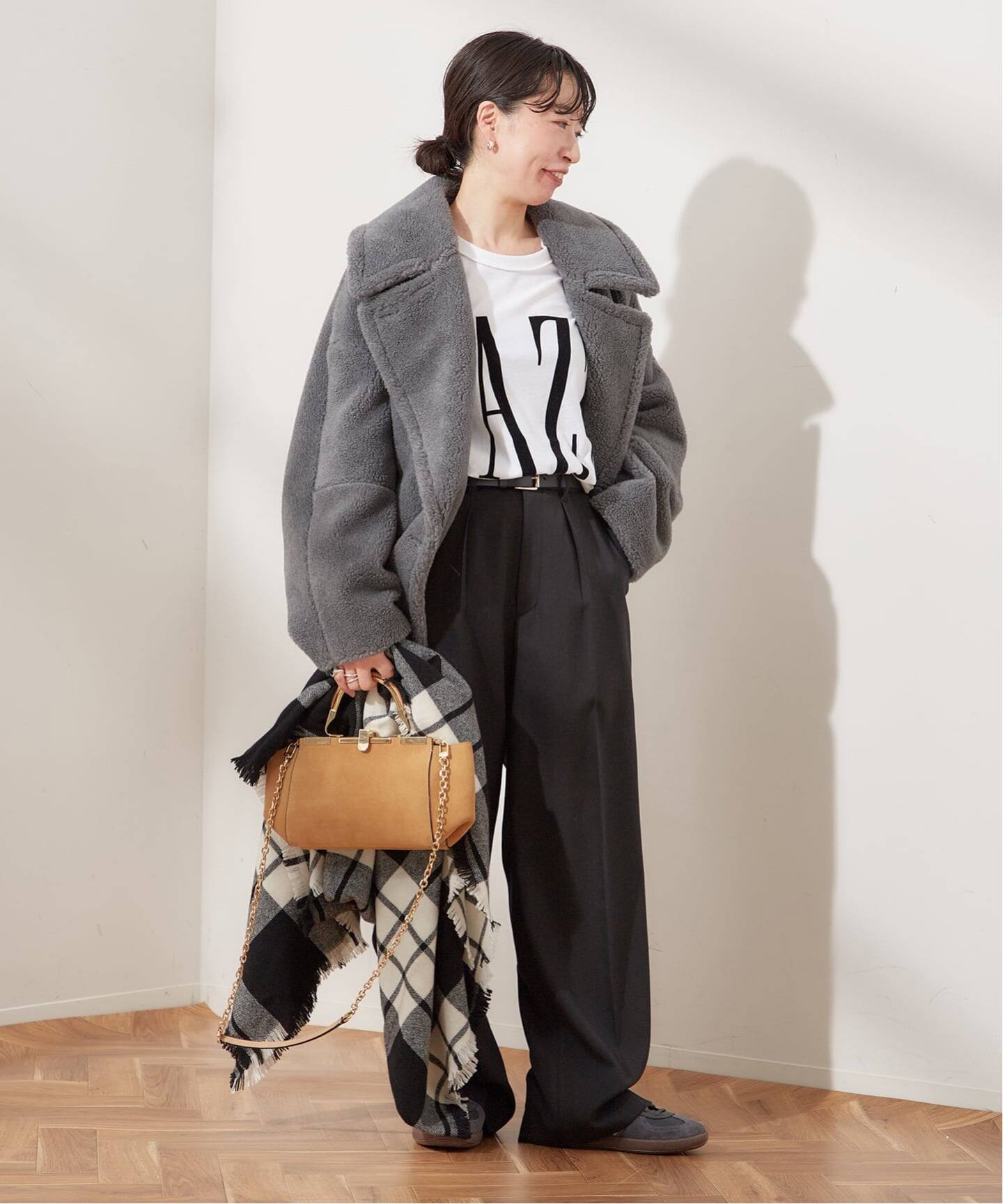 別注【STUMBLY /スタンブリー】 BIG SILHOUETTE PEA JA：コート（ボア