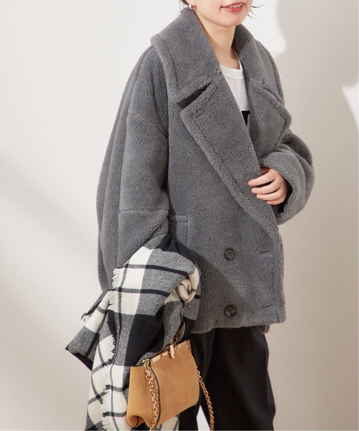 別注【STUMBLY /スタンブリー】 BIG SILHOUETTE PEA JA：コート（ボア