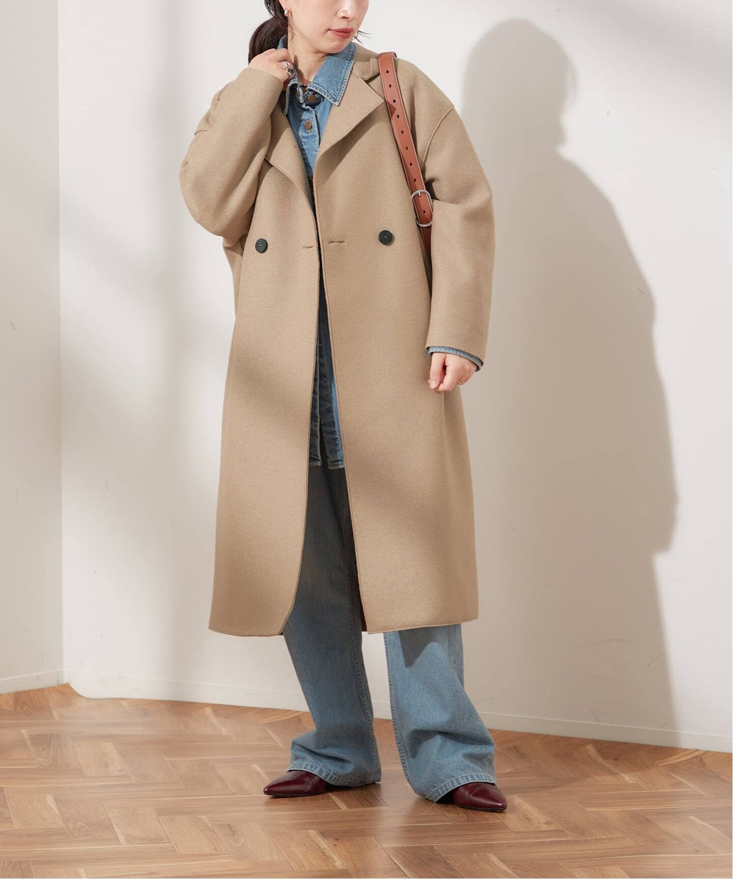 別注【HARRIS WHARF LONDON】Women dropped shoulder d.b co：コート 