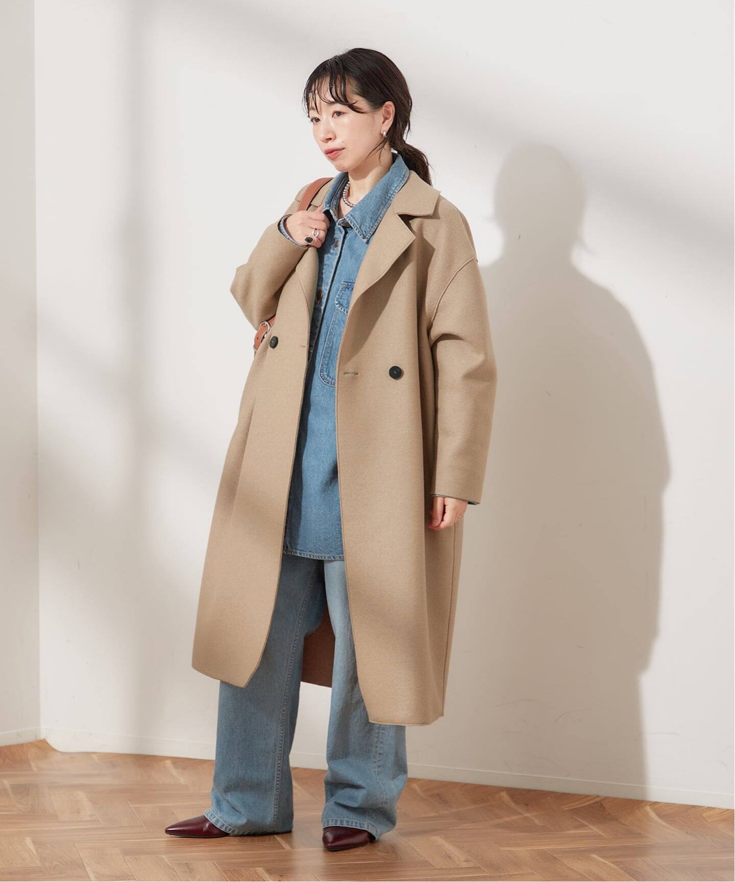 別注【HARRIS WHARF LONDON】Women dropped shoulder d.b co：コート 