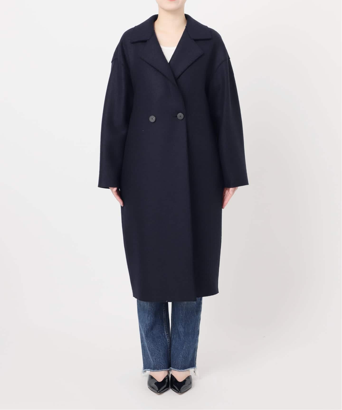 別注【HARRIS WHARF LONDON】Women dropped shoulder d.b co：コート