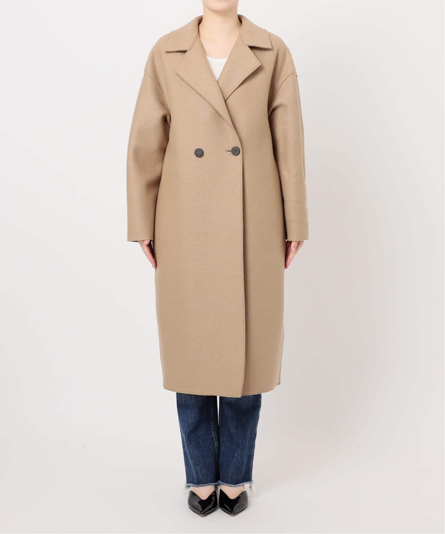 美品✨HARRIS WHARF LONDONウールドロップショルダーコート 予約》別注【HARRIS WHARF LONDON】Women dropped shoulder d.b