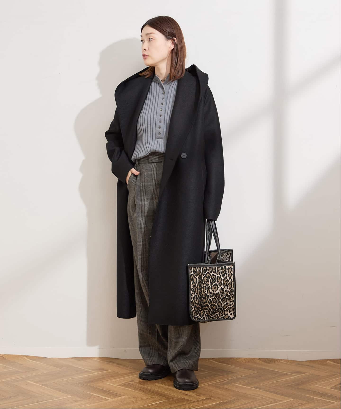 別注【HARRIS WHARF LONDON】Women hooded coat pressed woo：コート