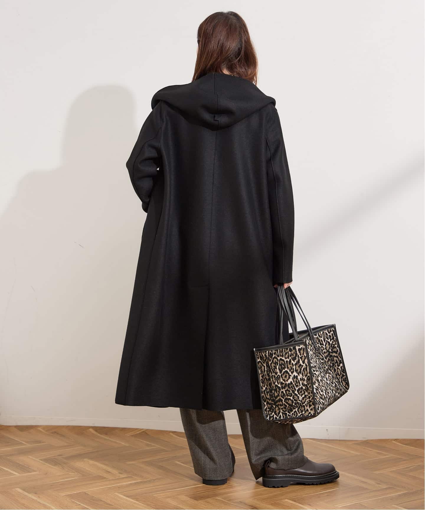別注【HARRIS WHARF LONDON】Women hooded coat pressed woo：コート