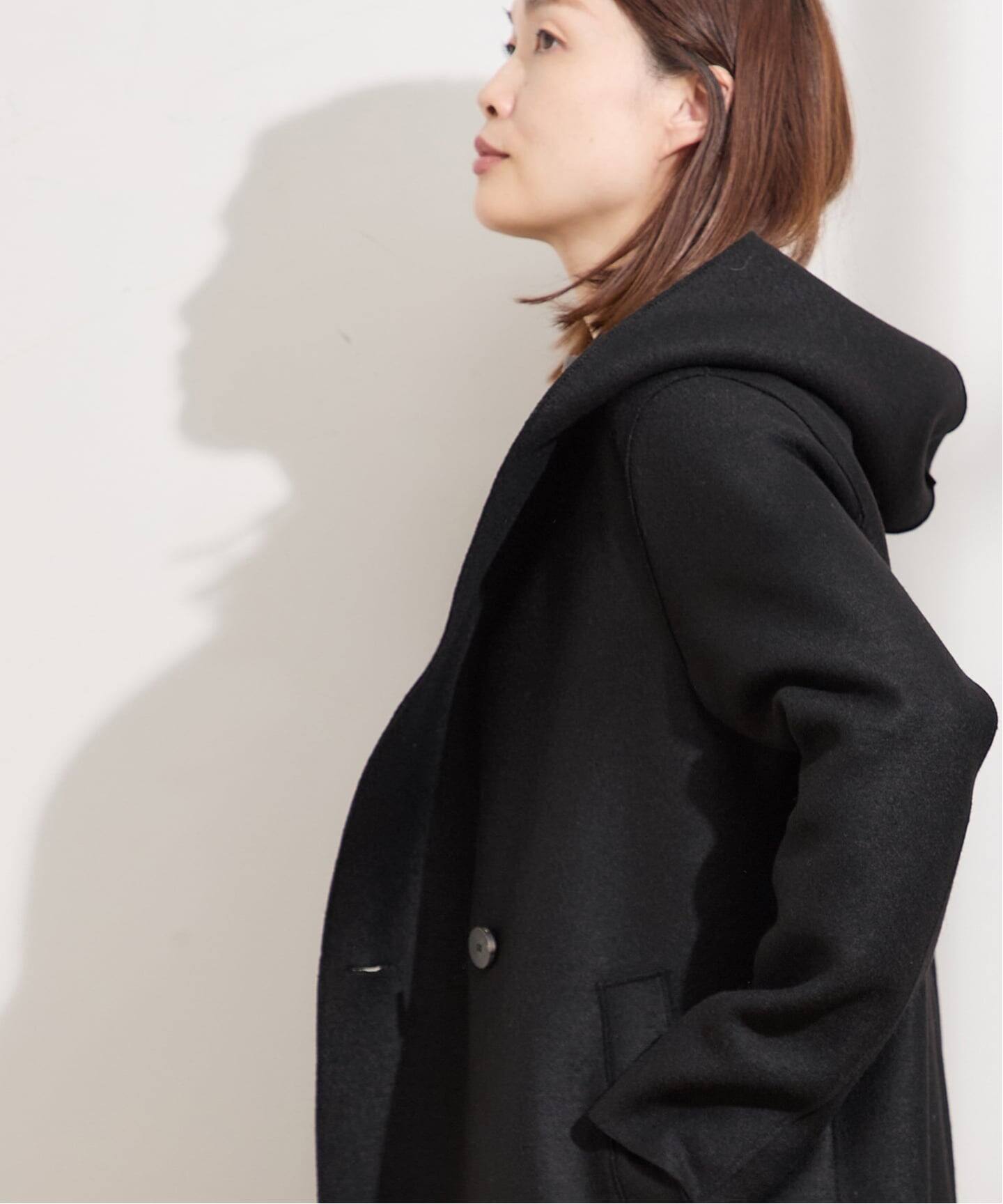 予約》別注【HARRIS WHARF LONDON】Women hooded coat pressed