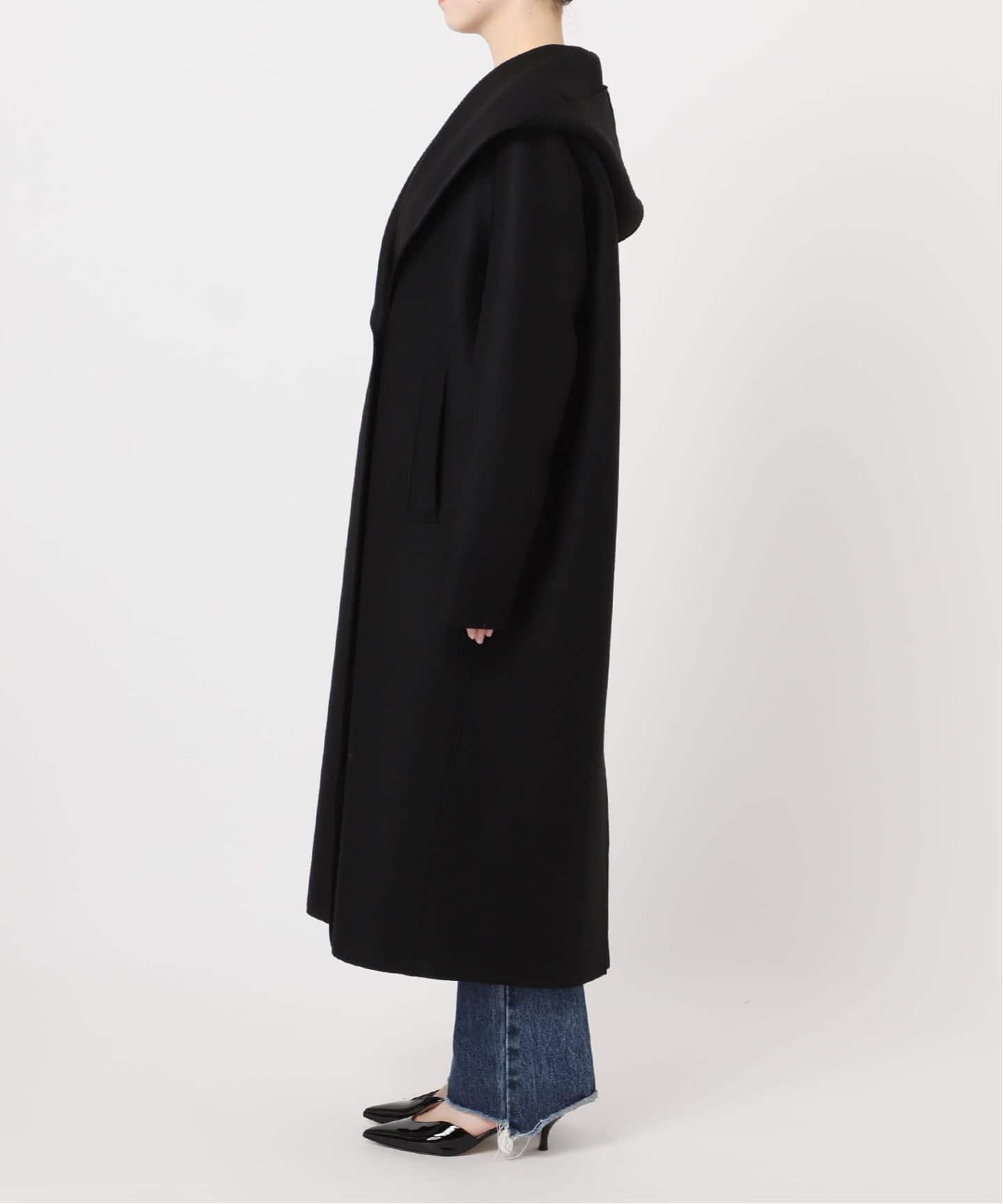 別注【HARRIS WHARF LONDON】Women hooded coat pressed woo