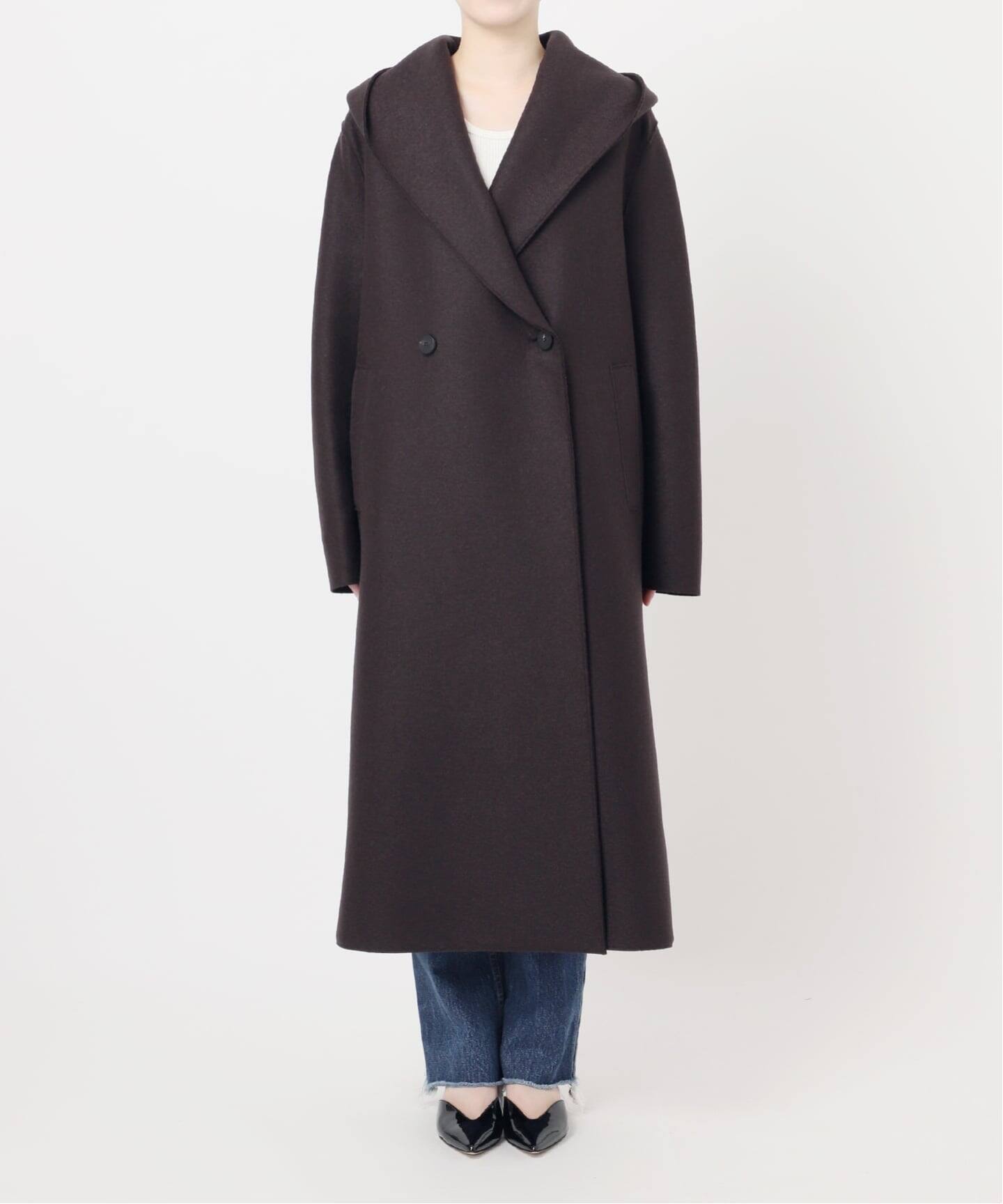別注【HARRIS WHARF LONDON】Women hooded coat pressed woo：コート