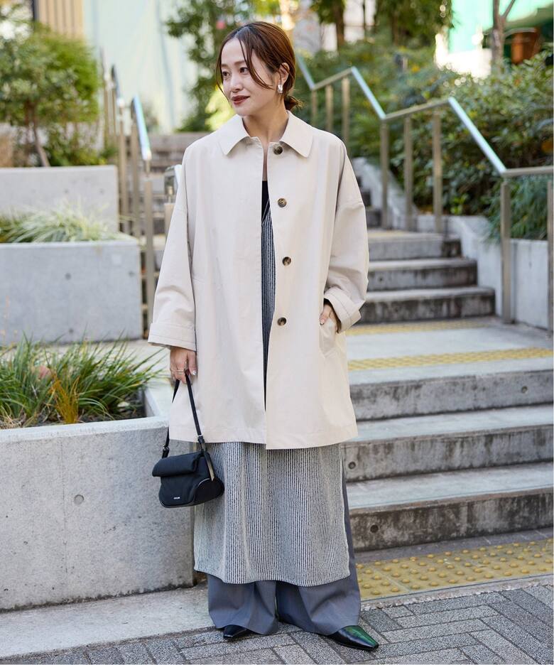 コットンリネンワイドステンカラーコート（ステンカラーコート  