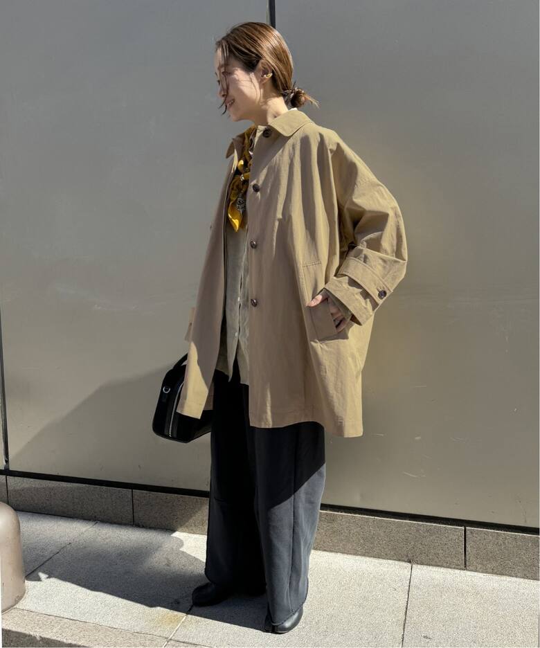 コットンリネンワイドステンカラーコート（ステンカラーコート  