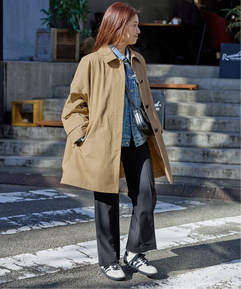 コットンリネンワイドステンカラーコート（ステンカラーコート  