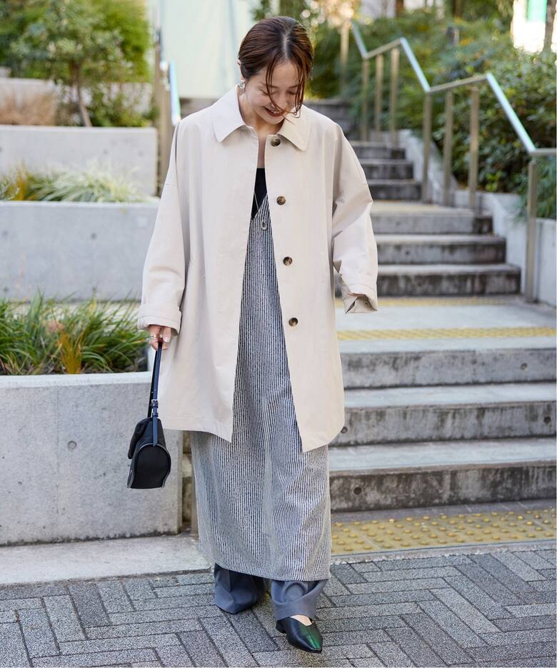 コットンリネンワイドステンカラーコート（ステンカラーコート  