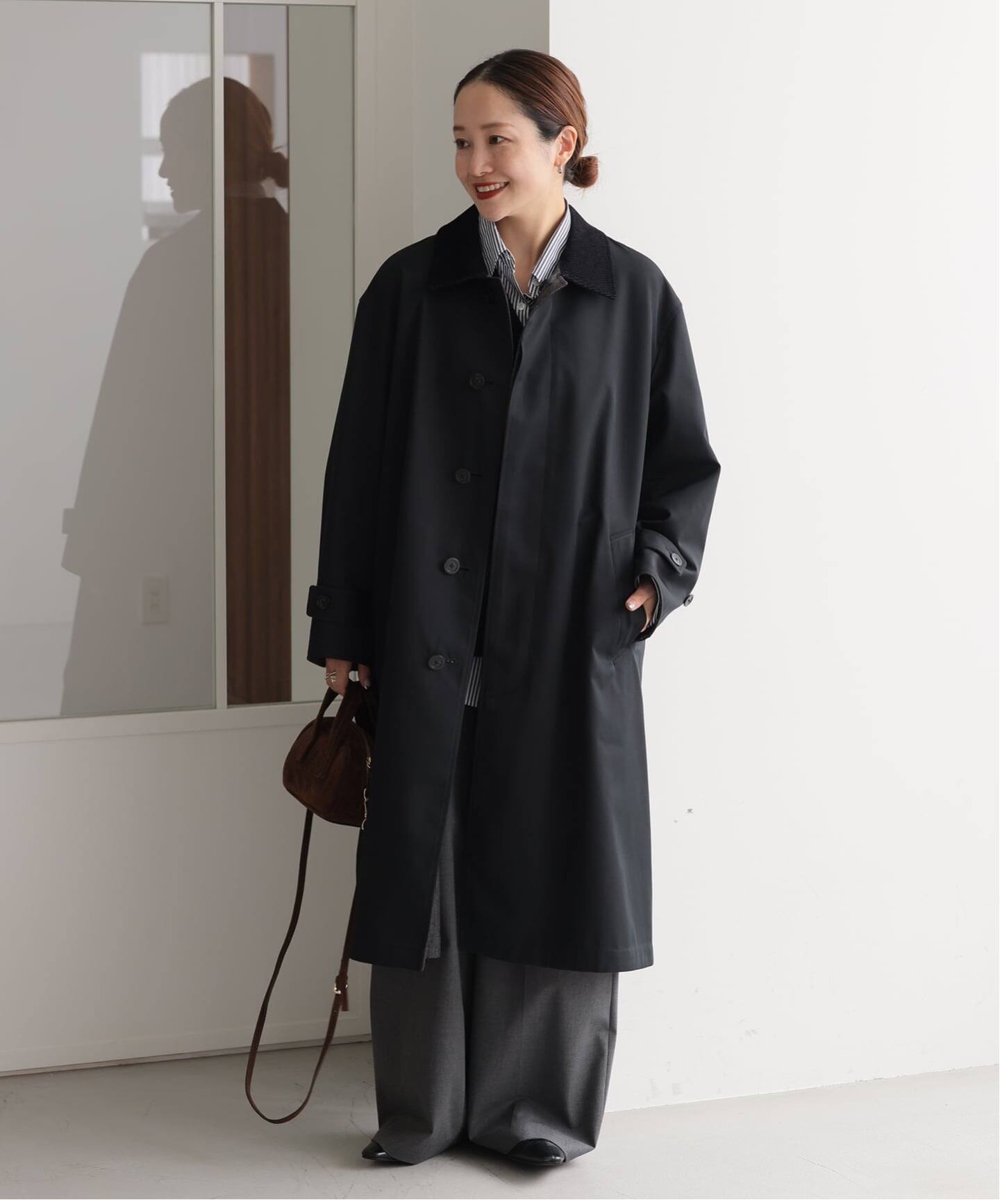 美品　ジャーナルスタンダード　ブラック　コート36 追加》スーパー140ビーバーノーカラーショートコート（ノー