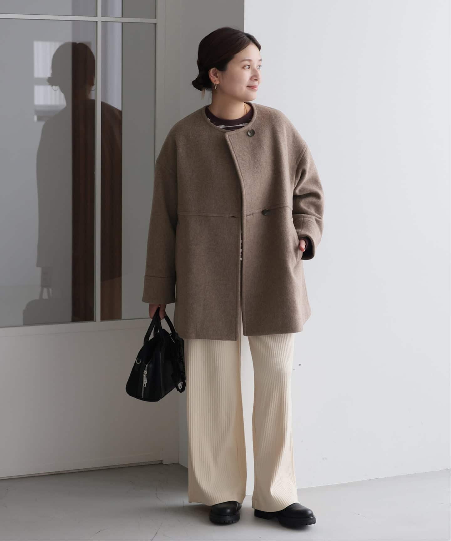 JOURNAL STANDARD スーパー140ビーバーノーカラーミドルコート スーパー140ビーバーノーカラーミドルコート（ノーカラーコート