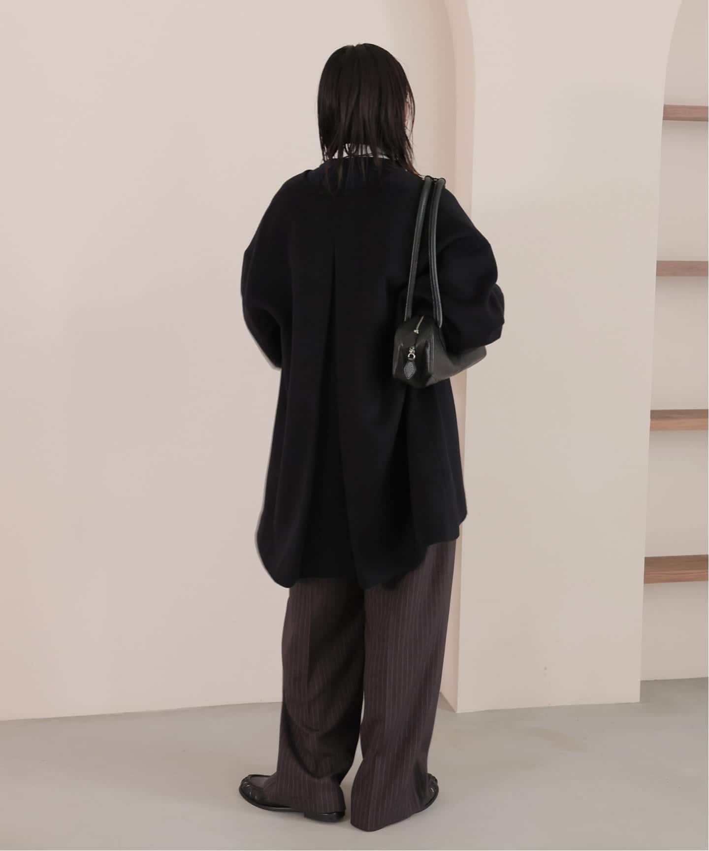 スーパー140ビーバーノーカラーミドルコート（ノーカラーコート