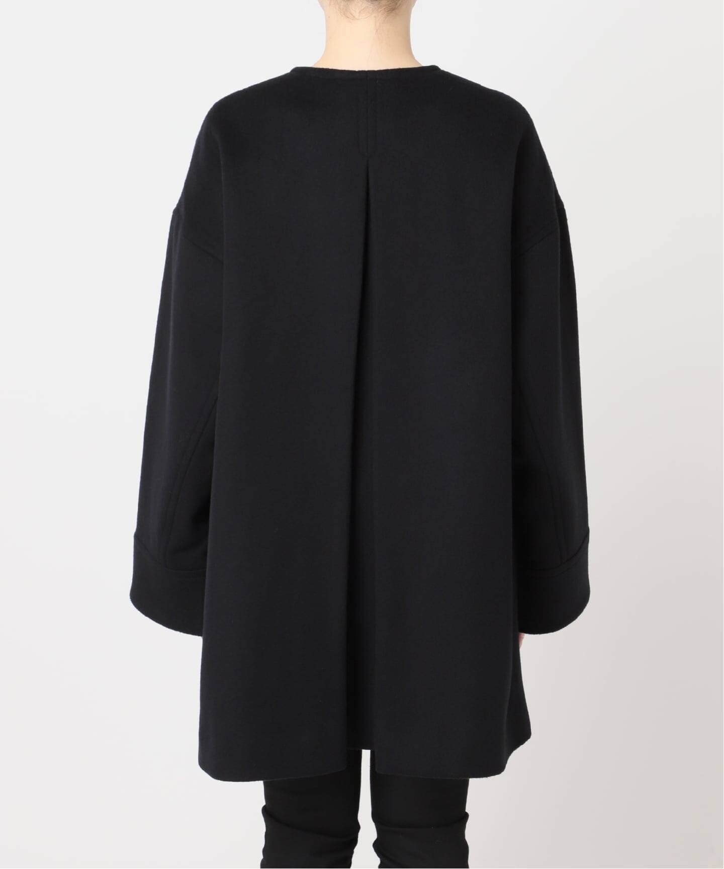 美品 ジャーナルスタンダード スーパー140ウール100ミドル丈テーラーコート スーパー140ビーバーノーカラーミドルコート（ノーカラーコート