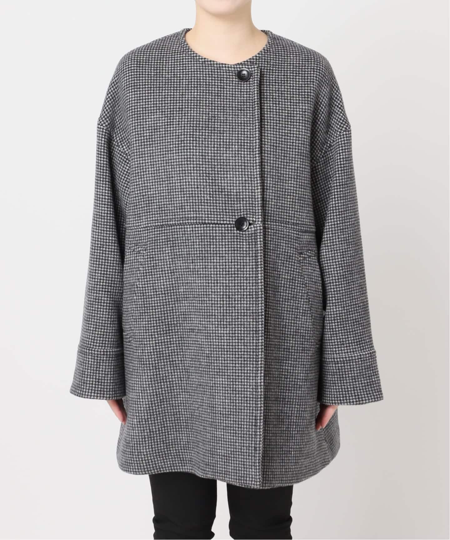 スーパー140ビーバーノーカラーミドルコート（ノーカラーコート