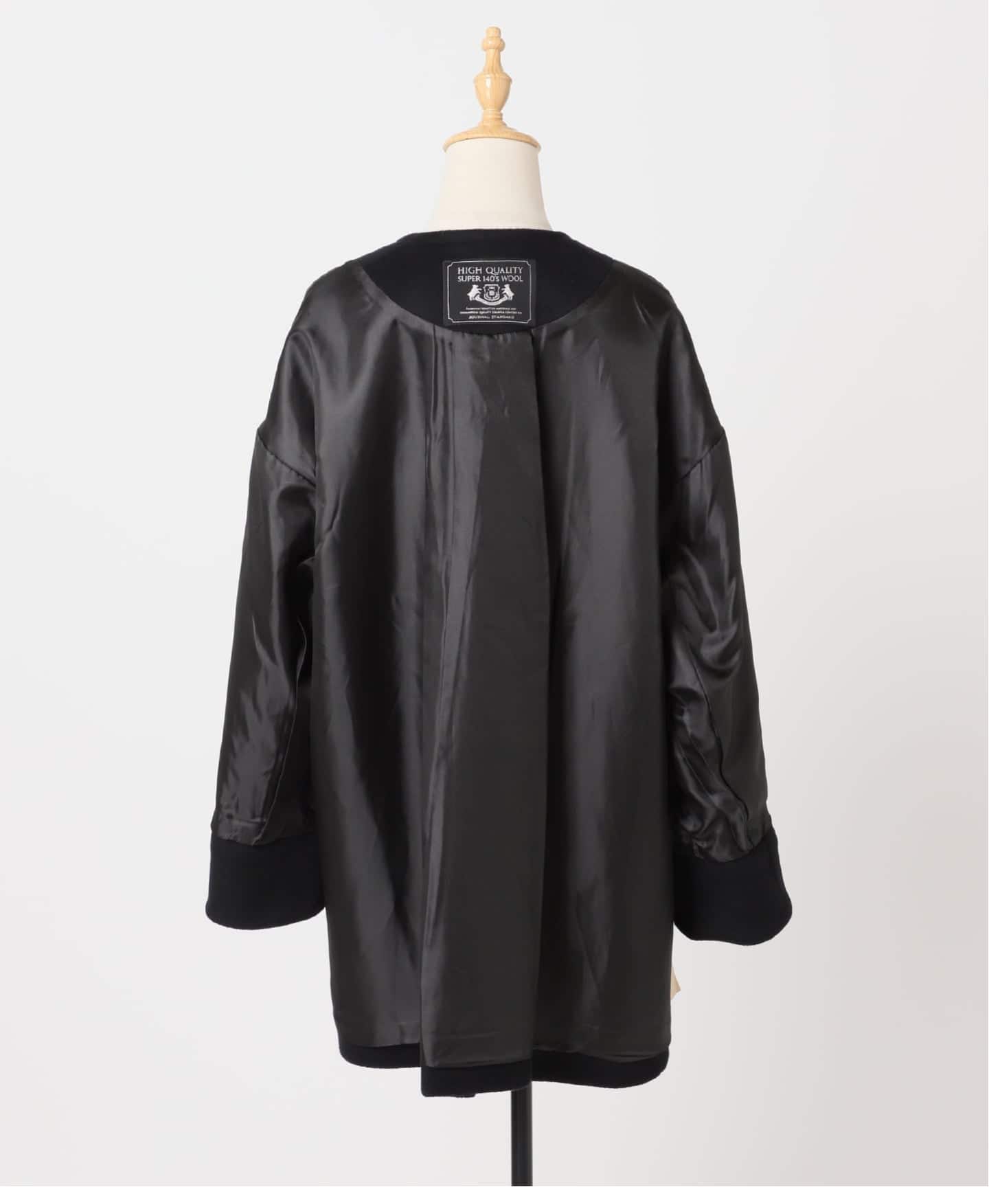 追加2》スーパー140ビーバーノーカラーミドルコート（ノーカラーコート