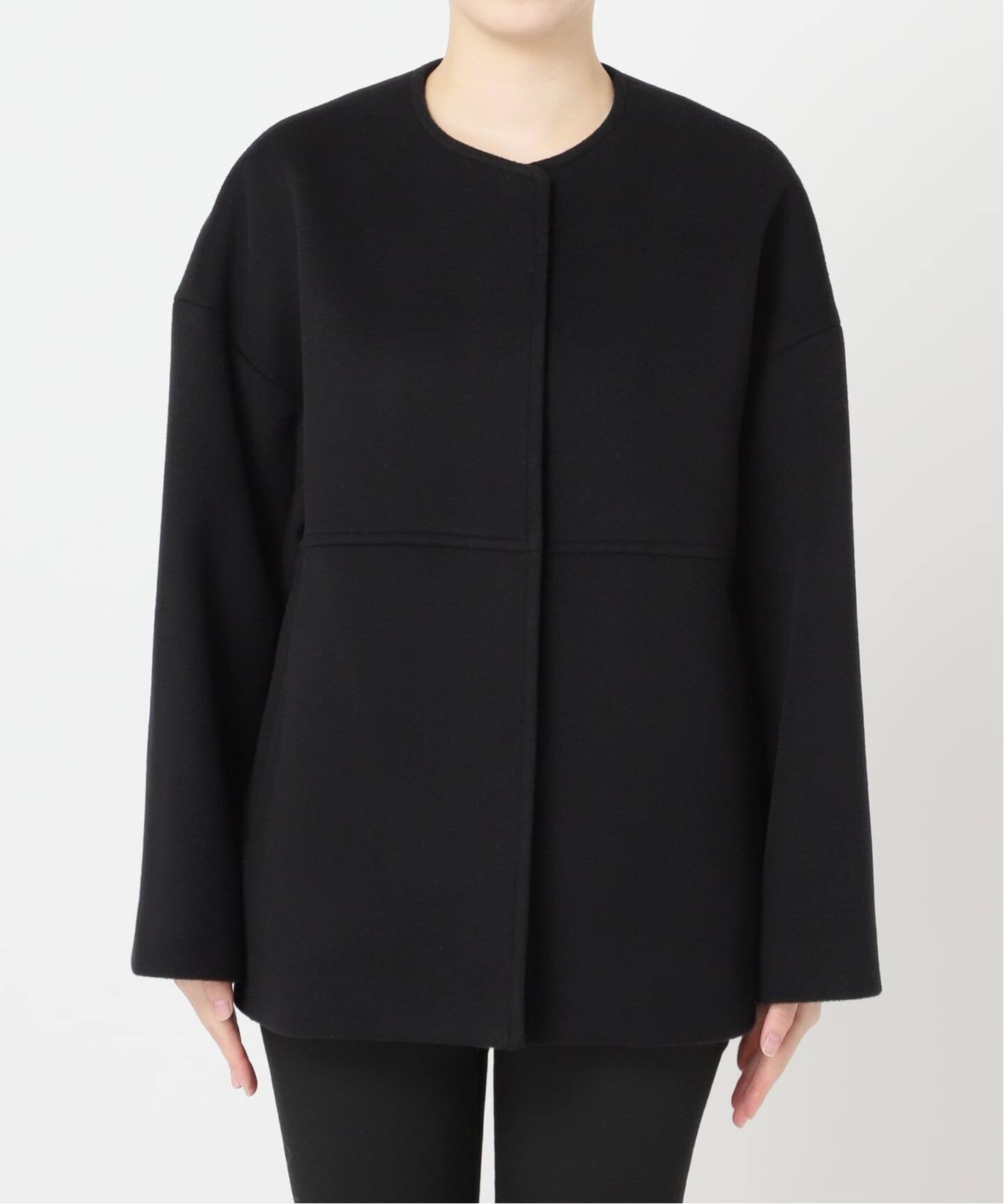 2024AW✨ジャーナルスタンダード　スーパー140ビーバーノーカラーコート　黒 追加2》スーパー140ビーバーノーカラーコート（ノーカラーコート