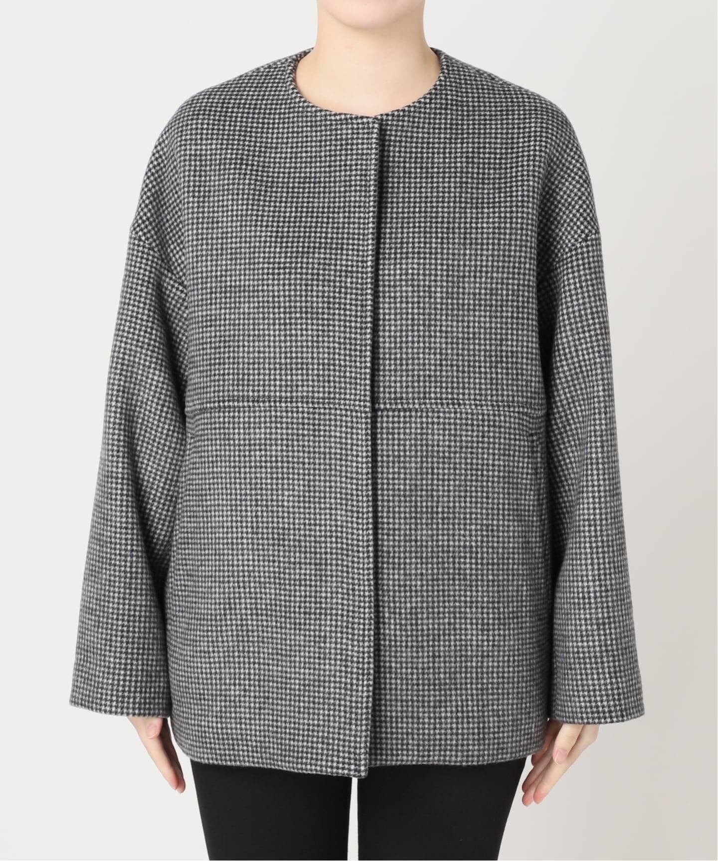 追加》スーパー140ビーバーノーカラーショートコート（ノーカラー