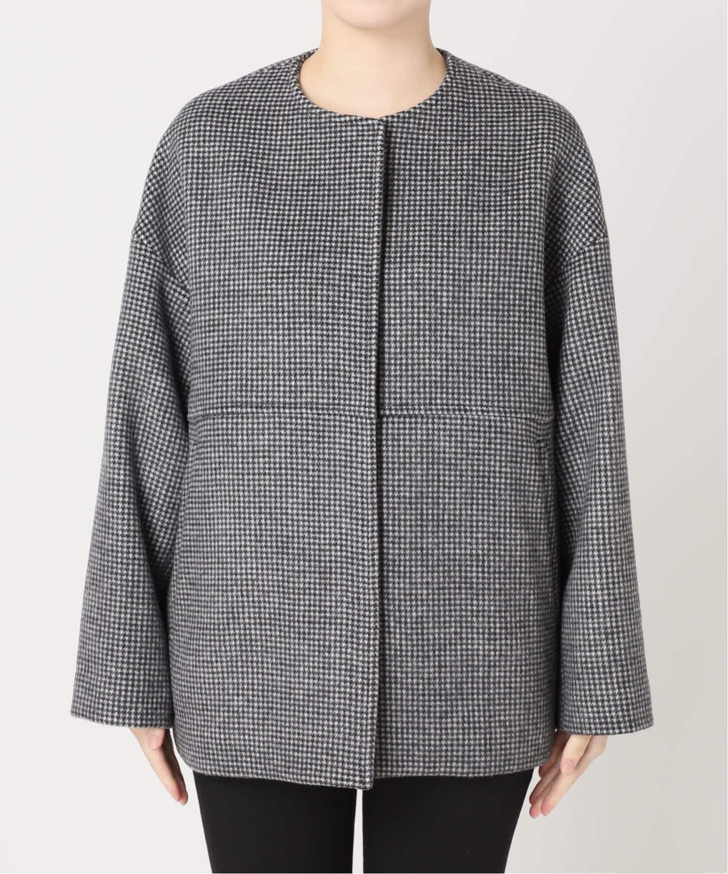 追加2》スーパー140ビーバーノーカラーショートコート（ノーカラー