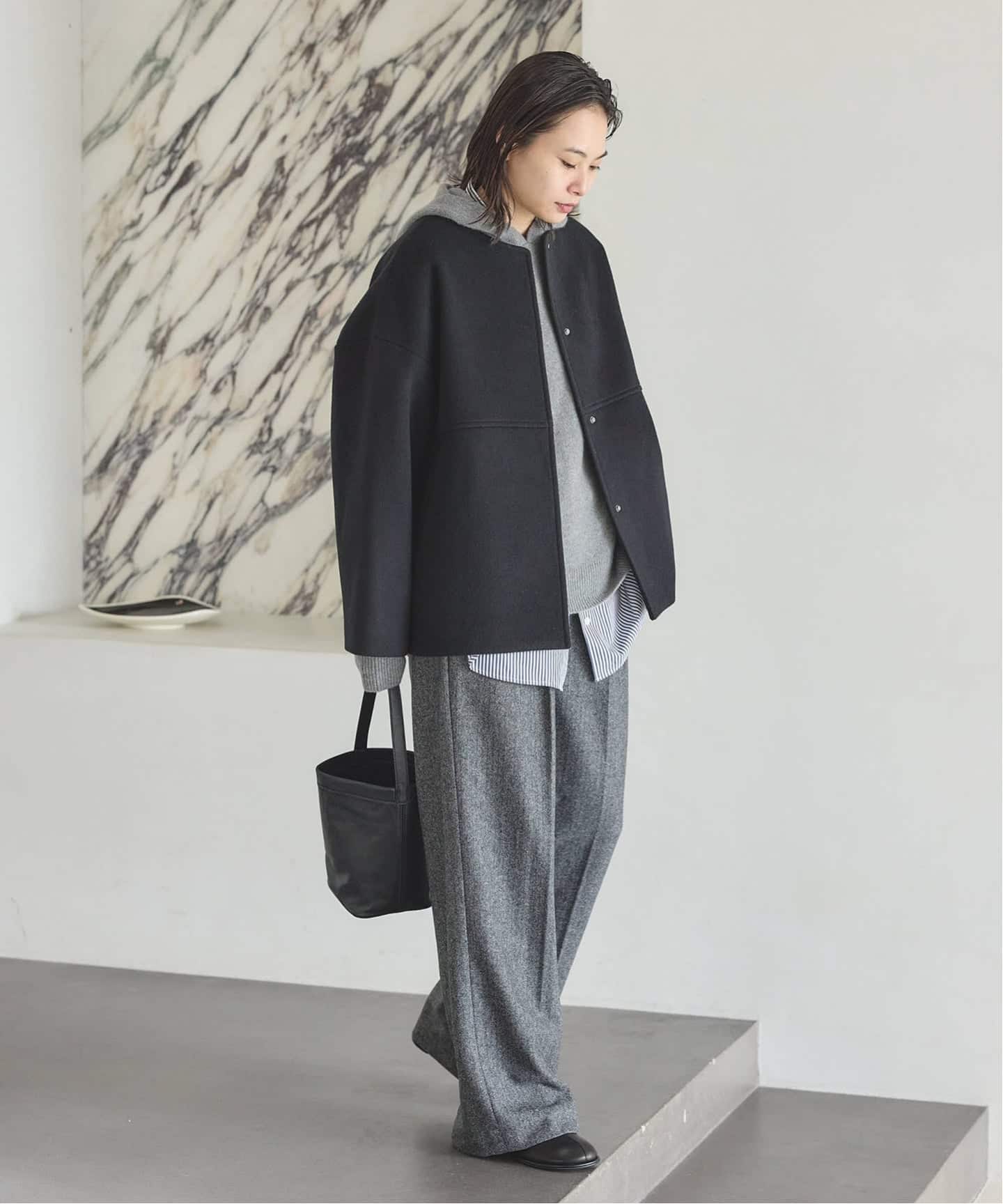 追加3》スーパー140ビーバーノーカラーショートコート（ノーカラー