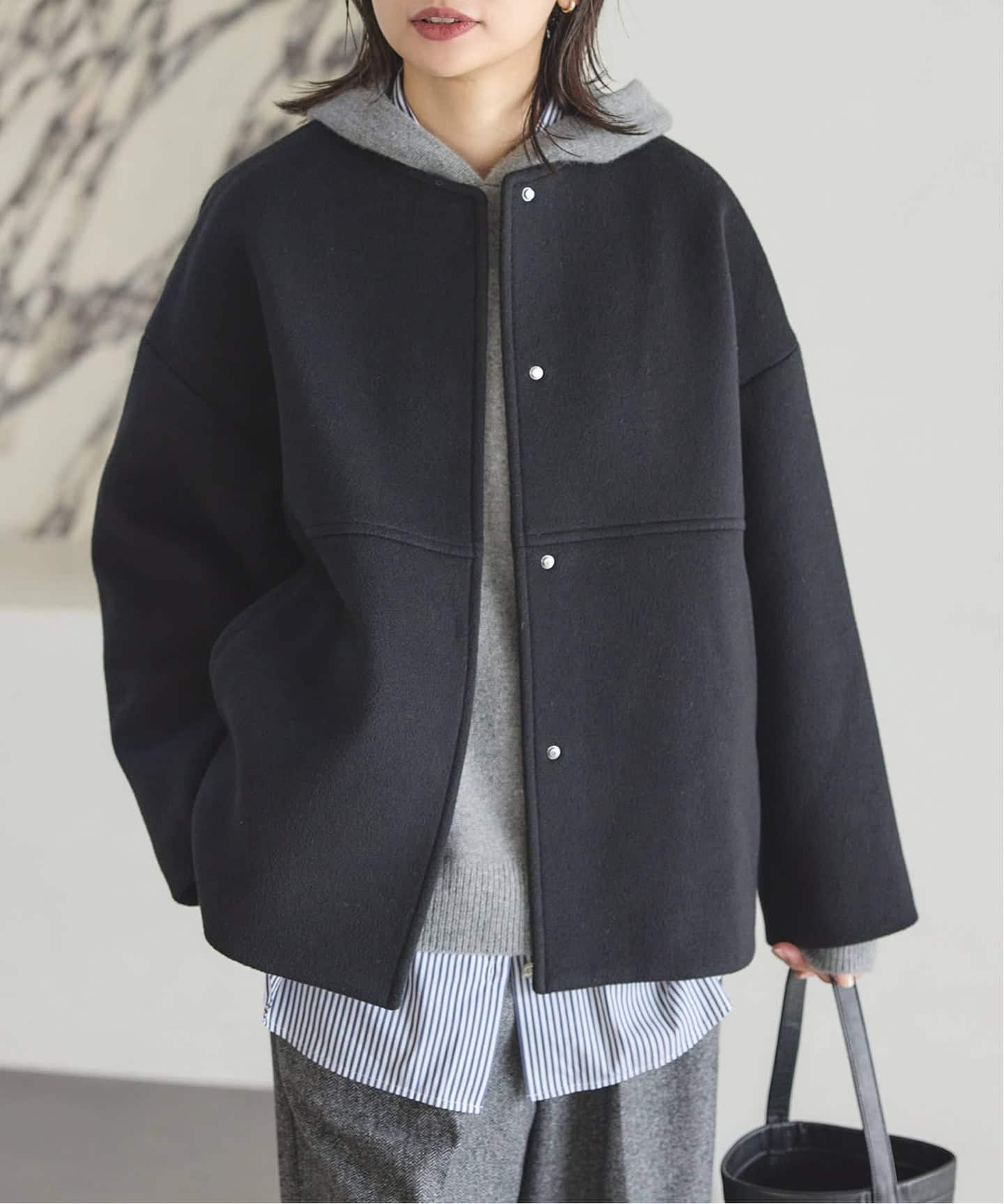 追加3》スーパー140ビーバーノーカラーショートコート（ノーカラー