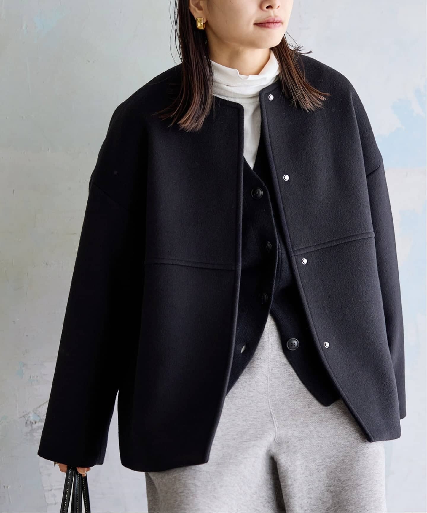 追加3》スーパー140ビーバーノーカラーショートコート（ノー