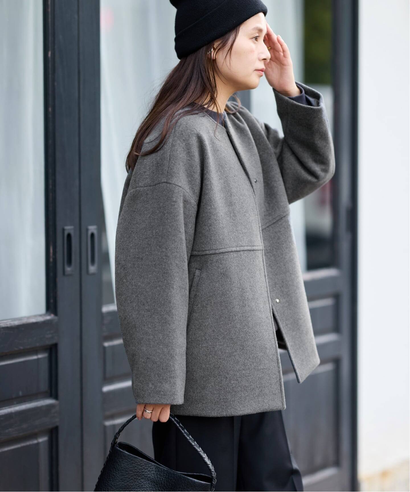 追加3》スーパー140ビーバーノーカラーショートコート（ノーカラー