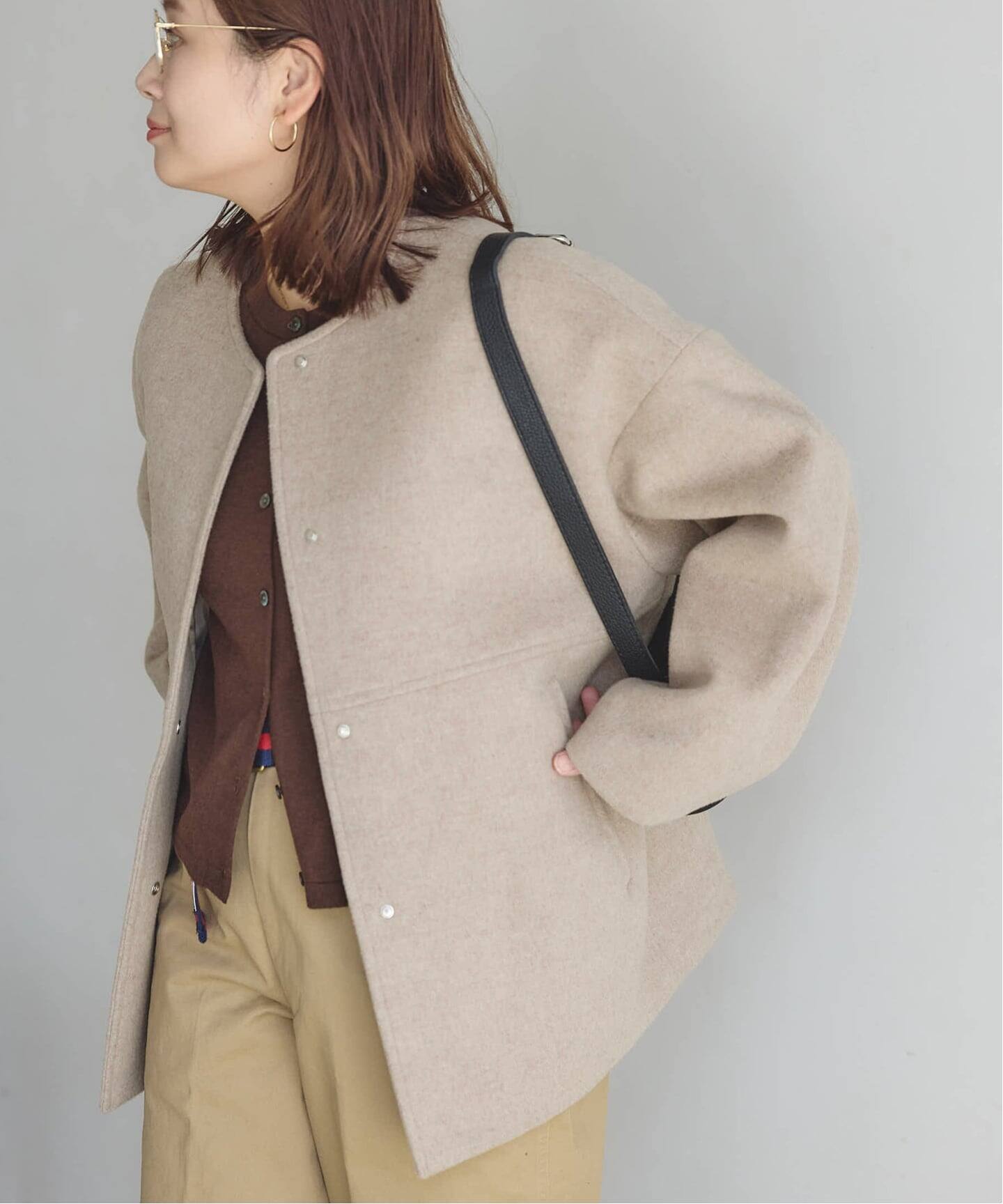 試着のみ✨2024年　スーパー140ビーバーノーカラーショートコート スーパー140ビーバーノーカラーショートコート | ジャーナル