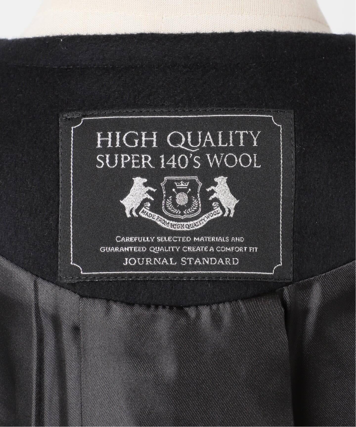 新品☆ジャーナルスタンダード　スーパー140 ノーカラーショートコート　ウール JOURNAL STANDARD ノーカラーコート コート 「追加」スーパー140