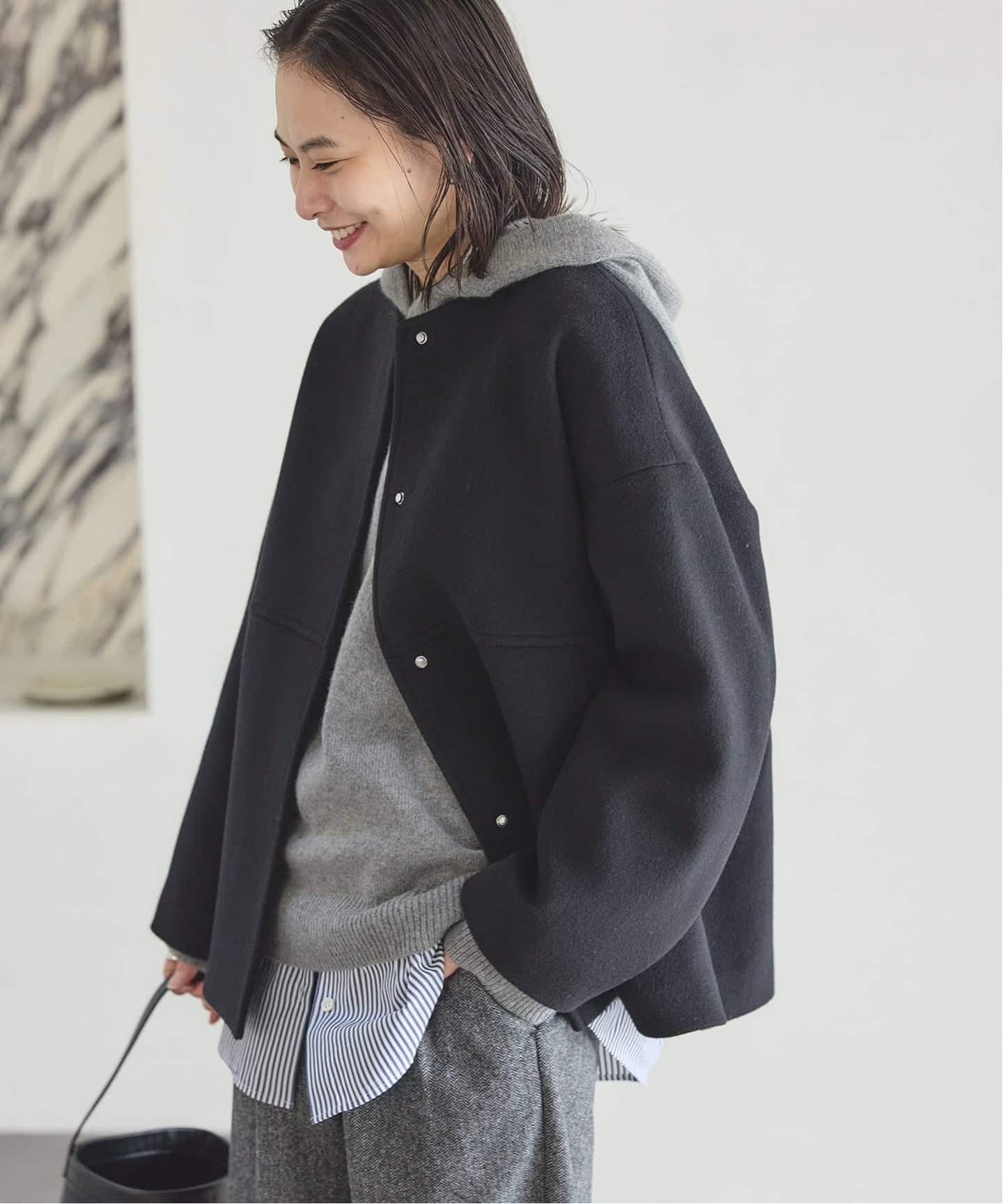 追加5》スーパー140ビーバーノーカラーショートコート（ノーカラー