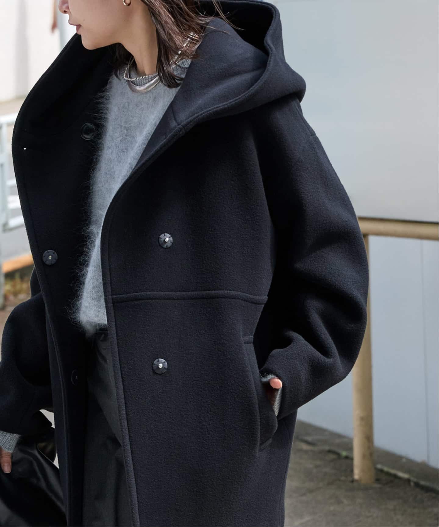 【新品未使用】スーパー140モッサフードコート　グレー　サイズ38 JOURNAL STANDARD コート アウター 「追加」スーパー140モッサフード