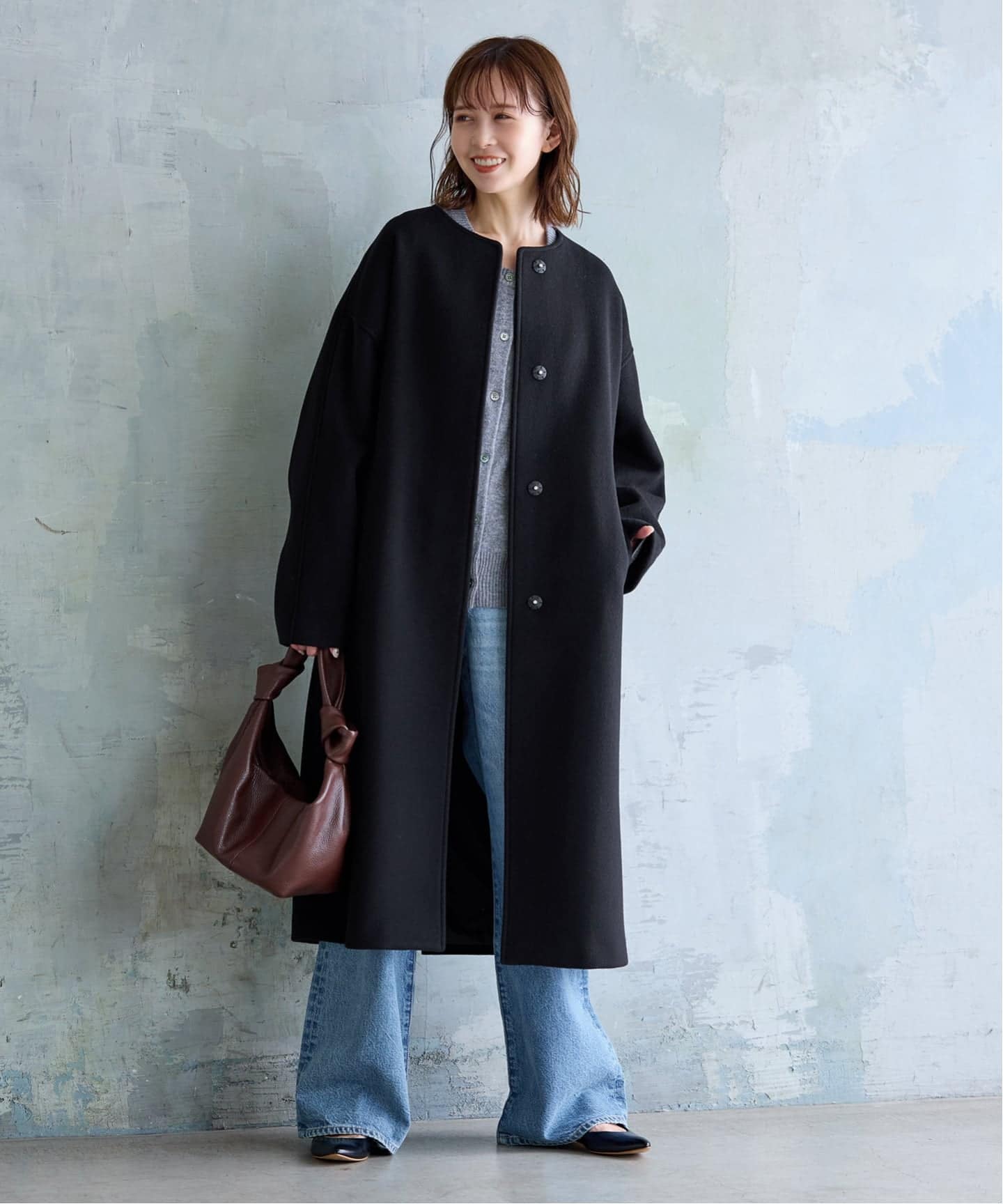 追加》スーパー140ビーバーノーカラーコート（ノーカラーコート