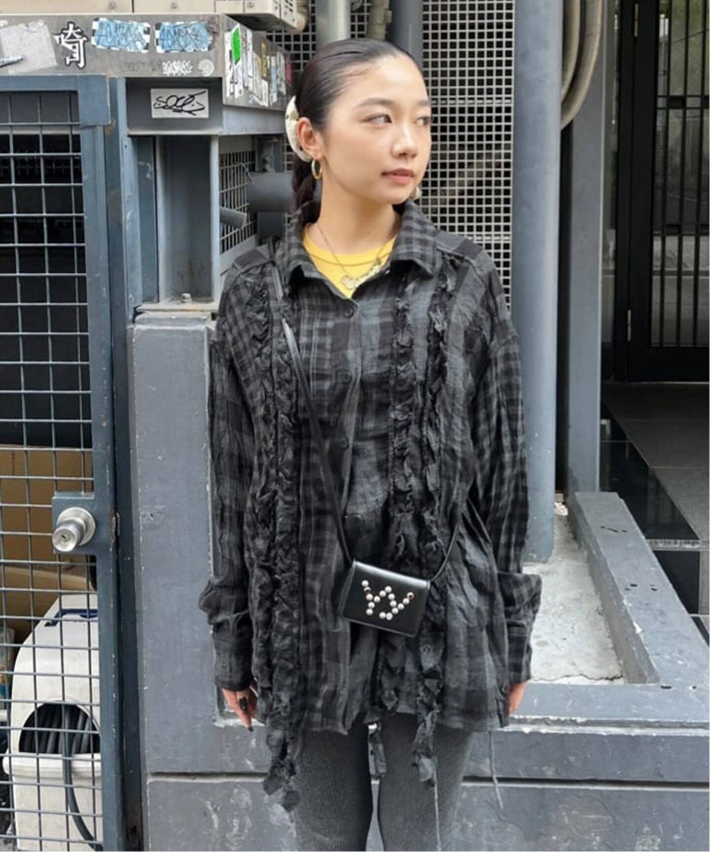 OPEN YY / オープンワイワイ】CRINKLED RUFFLE SHIRT YY253ST004