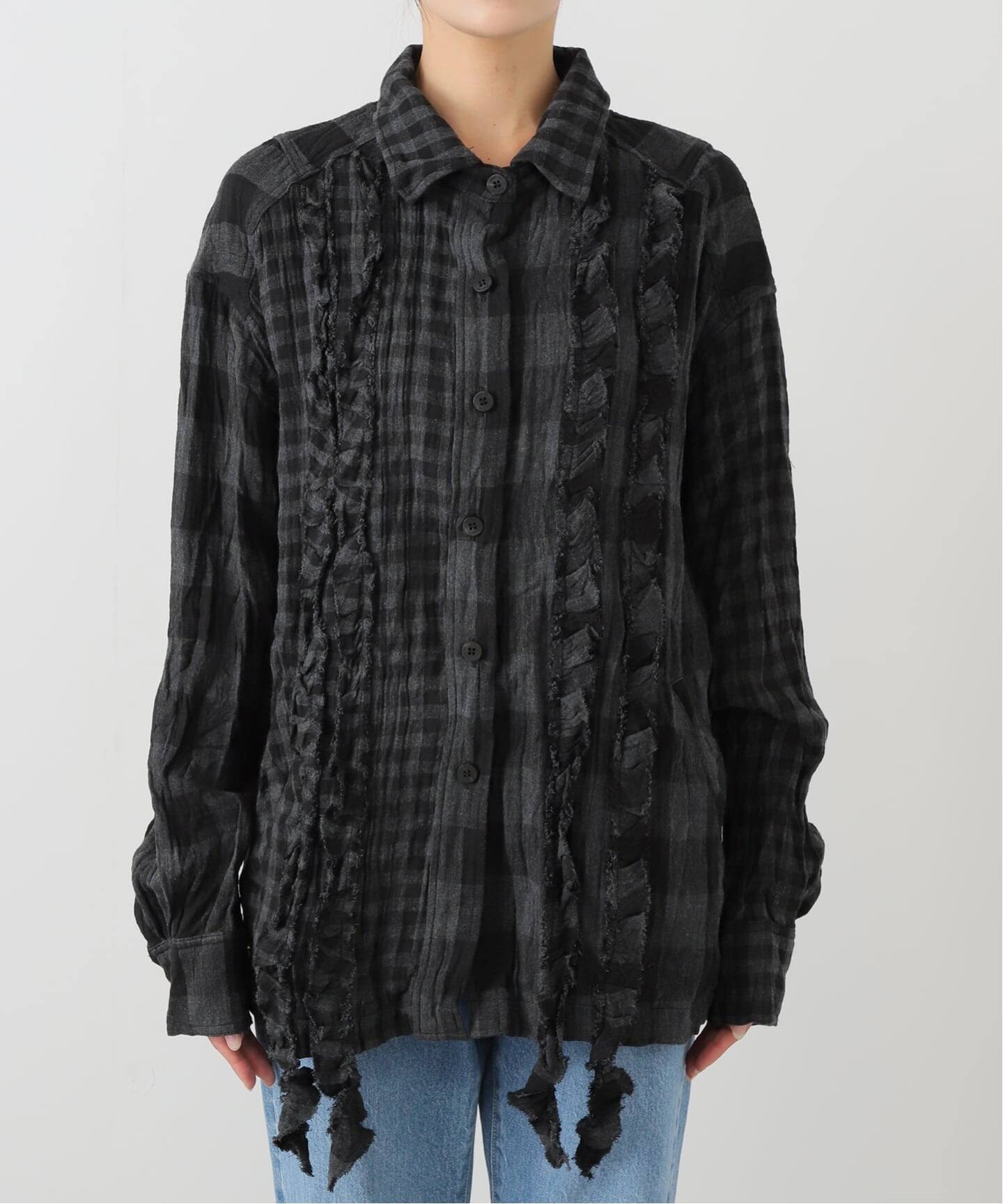 OPEN YY / オープンワイワイ】CRINKLED RUFFLE SHIRT YY253ST004