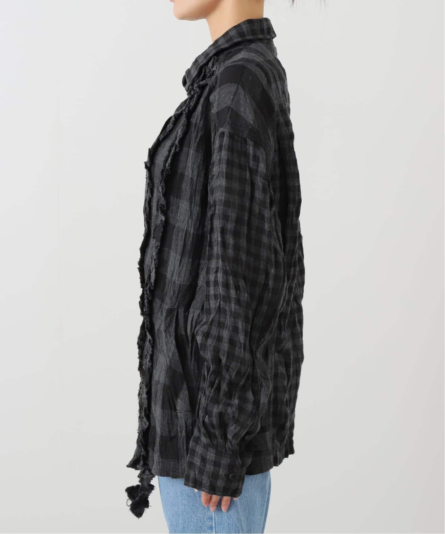 OPEN YY / オープンワイワイ】CRINKLED RUFFLE SHIRT YY253ST004