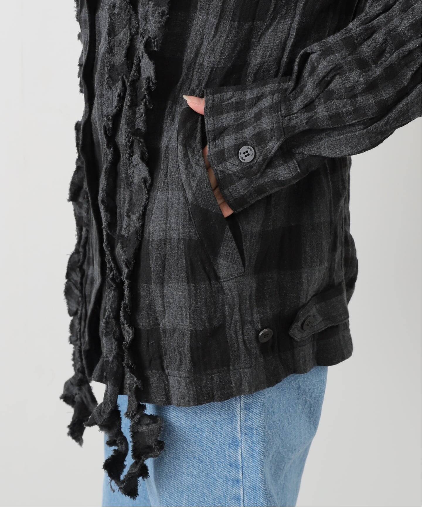 OPEN YY / オープンワイワイ】CRINKLED RUFFLE SHIRT YY253ST004