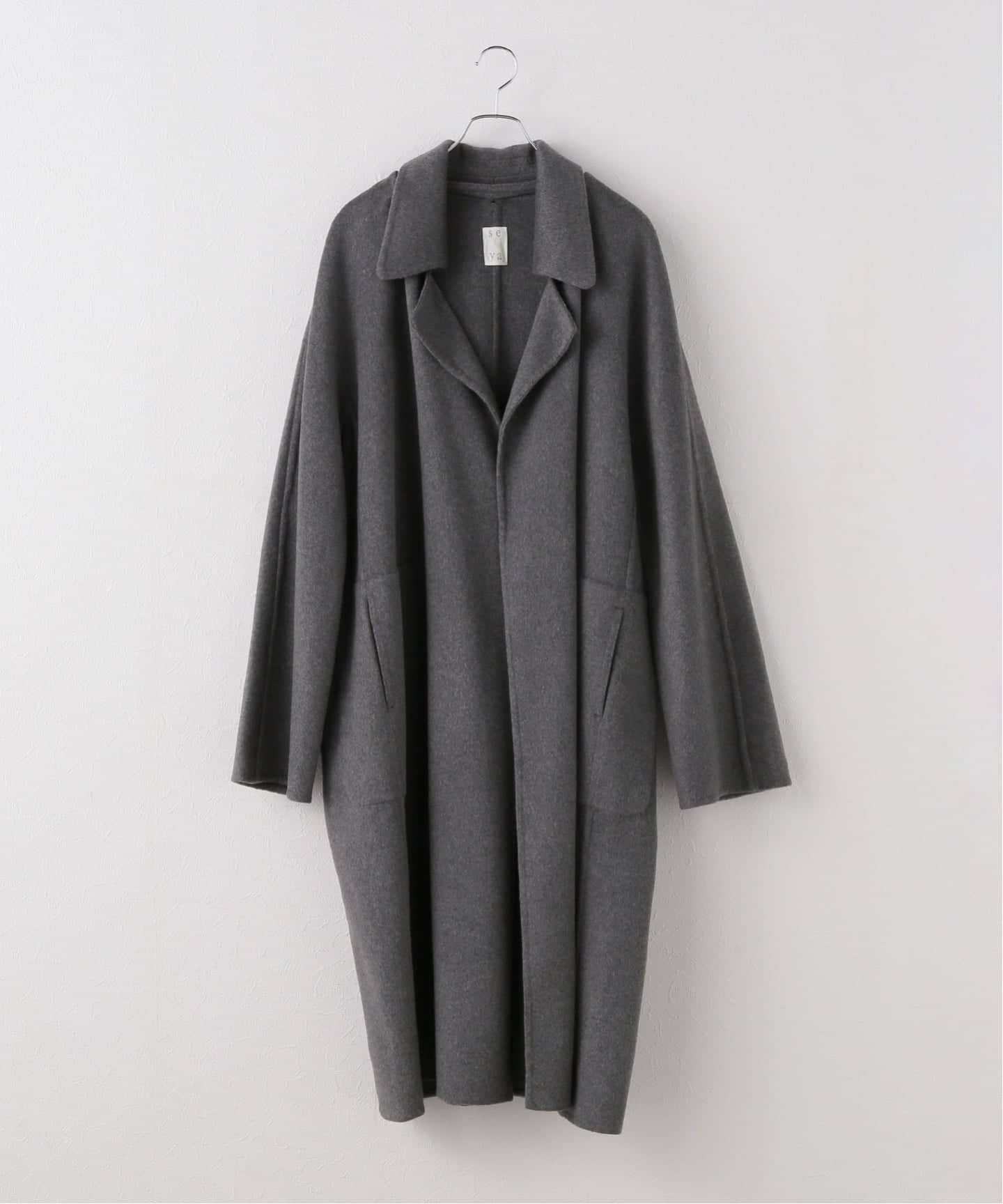 ジャケット・アウター DOUBLE WOOL LONG COAT - GREY seya.】 DOUBLE FACE MARCEL COAT/SILK BLEND（その他ブルゾン