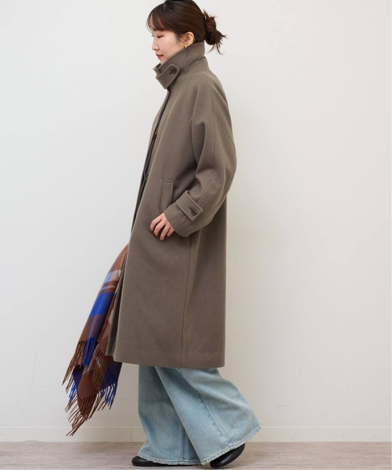 BROWN】スーパー100ウールスタンドカラーコート URBAN RESEARCH  