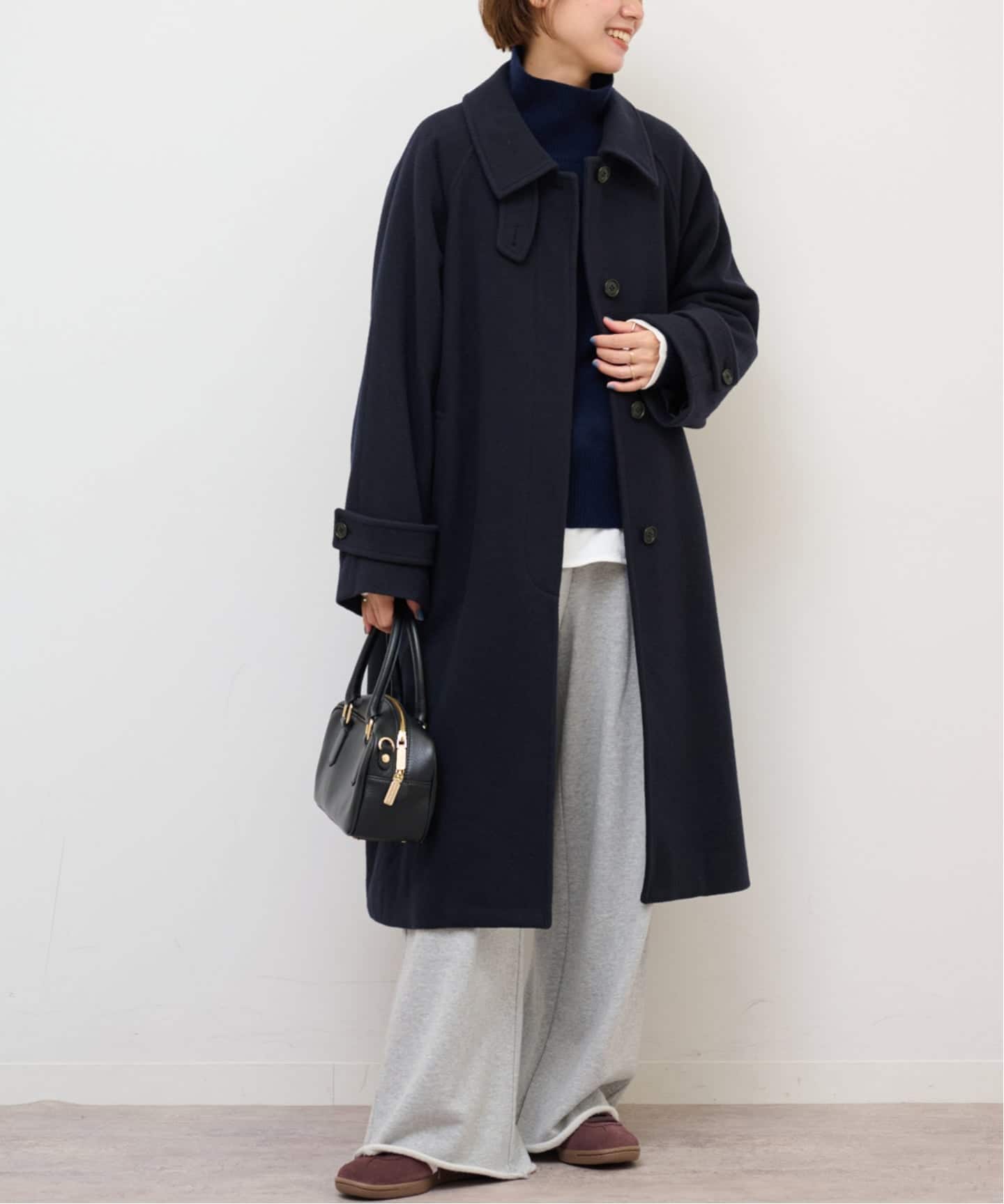 尾州ウールスーパー100ステンカラーコート（ステンカラーコート