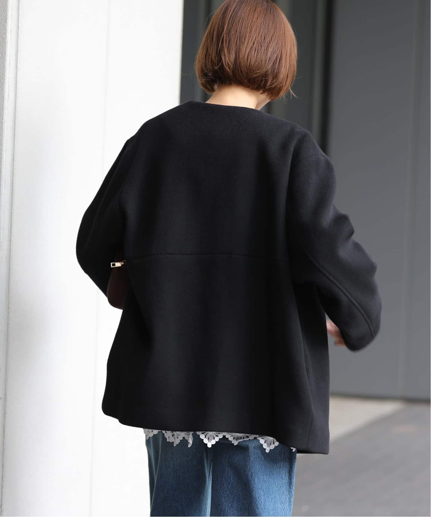 スーパーファインビーバークルーネックコート　ジャーナルスタンダードレリューム36 追加2》スーパーファインビーバークルーネックコート