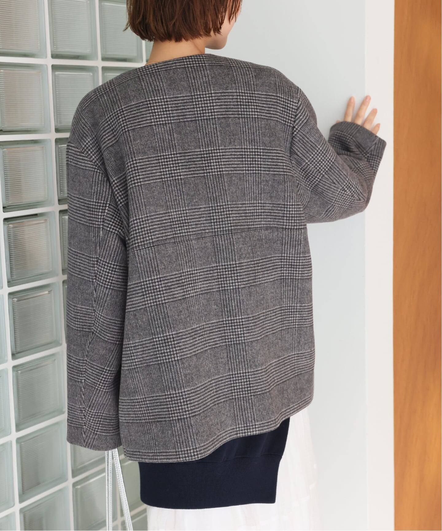 追加》スーパーファインビーバークルーネックコート（ノーカラー