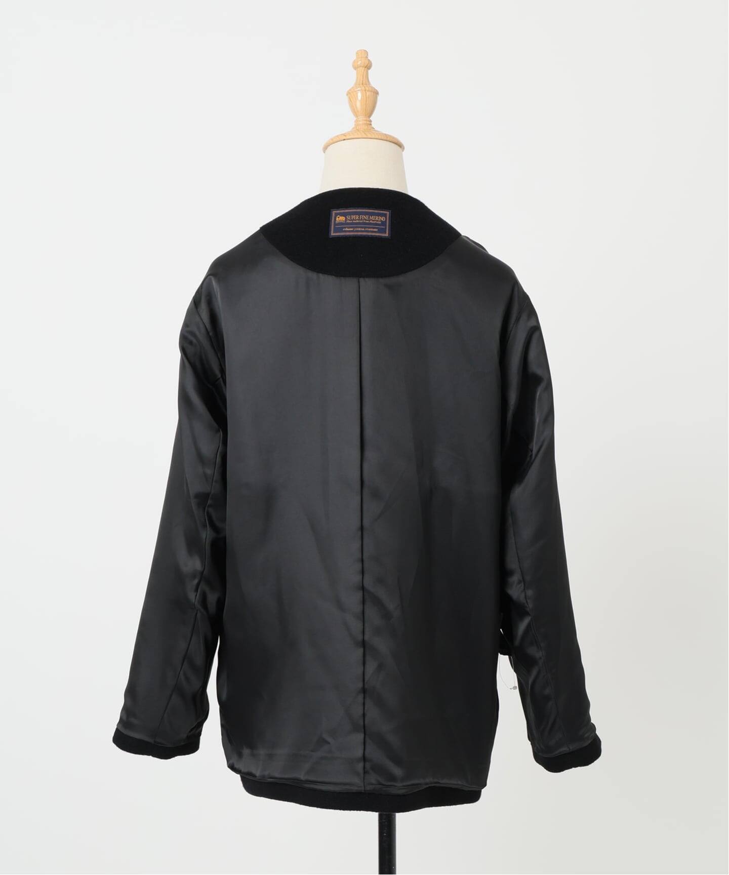 追加》スーパーファインビーバークルーネックコート（ノーカラーコート