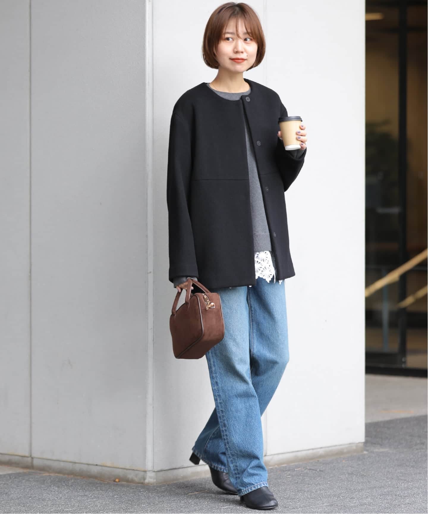 追加2》スーパーファインビーバークルーネックコート（ノーカラー