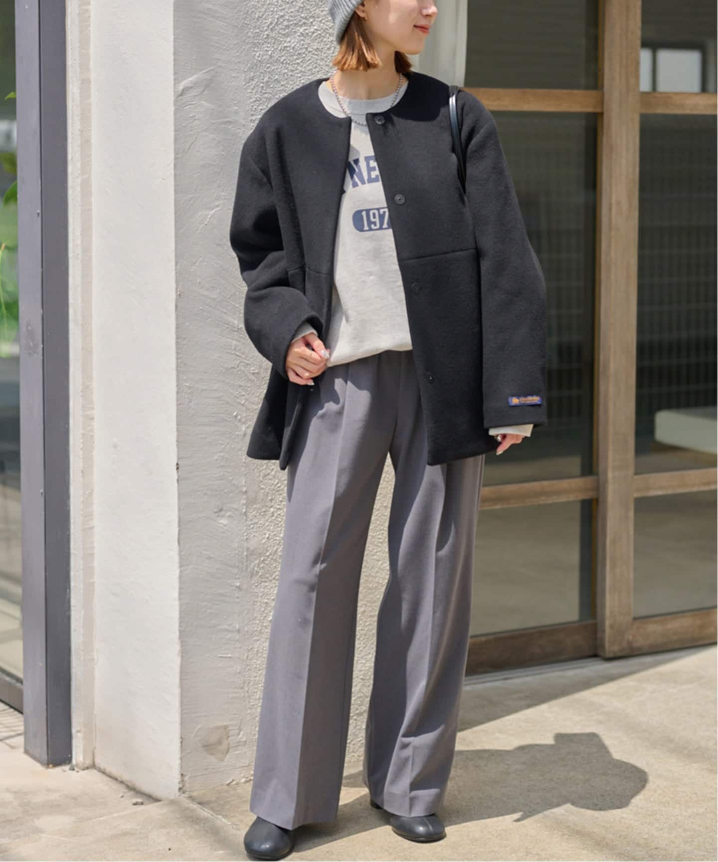 追加2》スーパーファインビーバークルーネックコート（ノーカラー