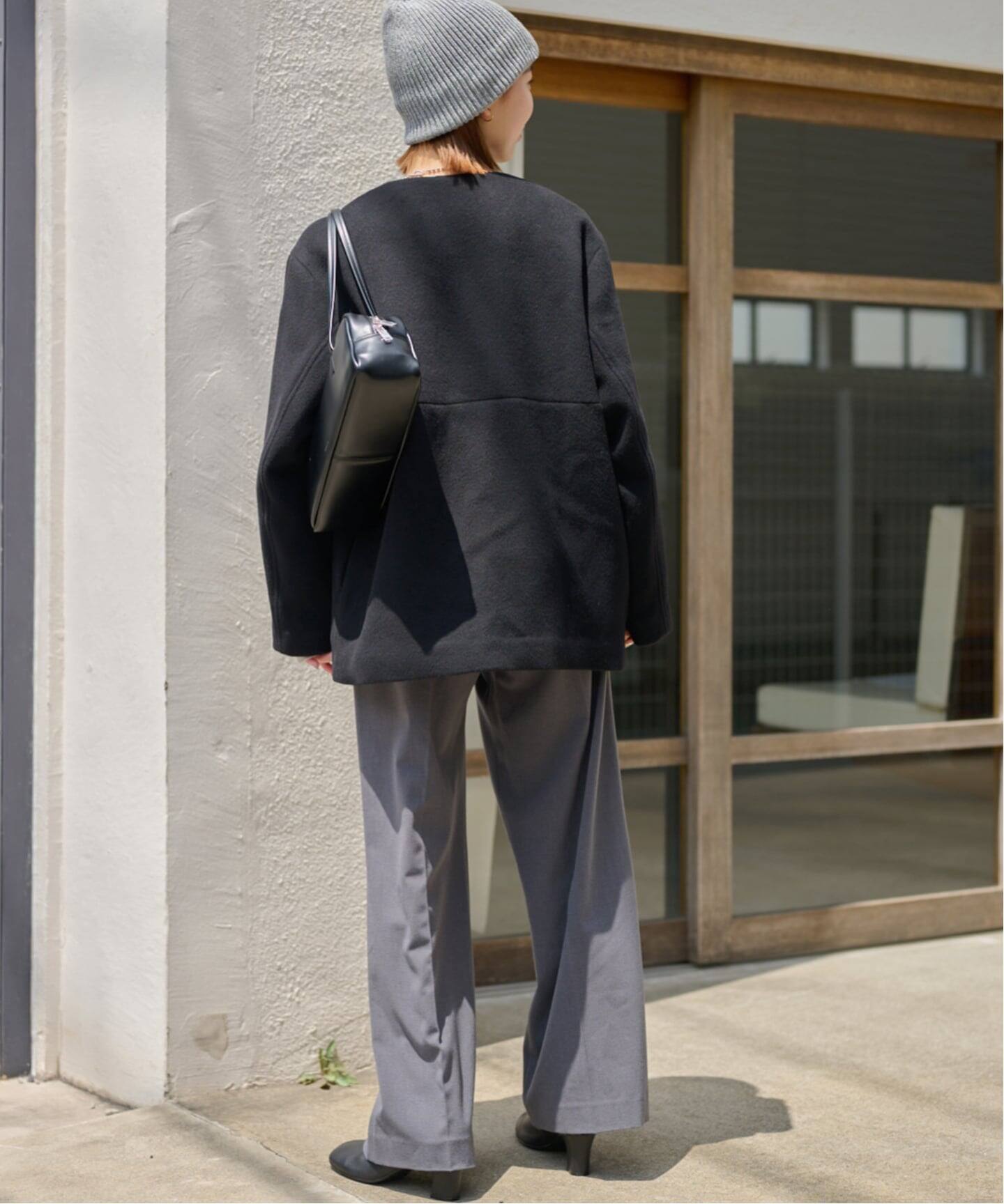 追加2》スーパーファインビーバークルーネックコート（ノーカラー