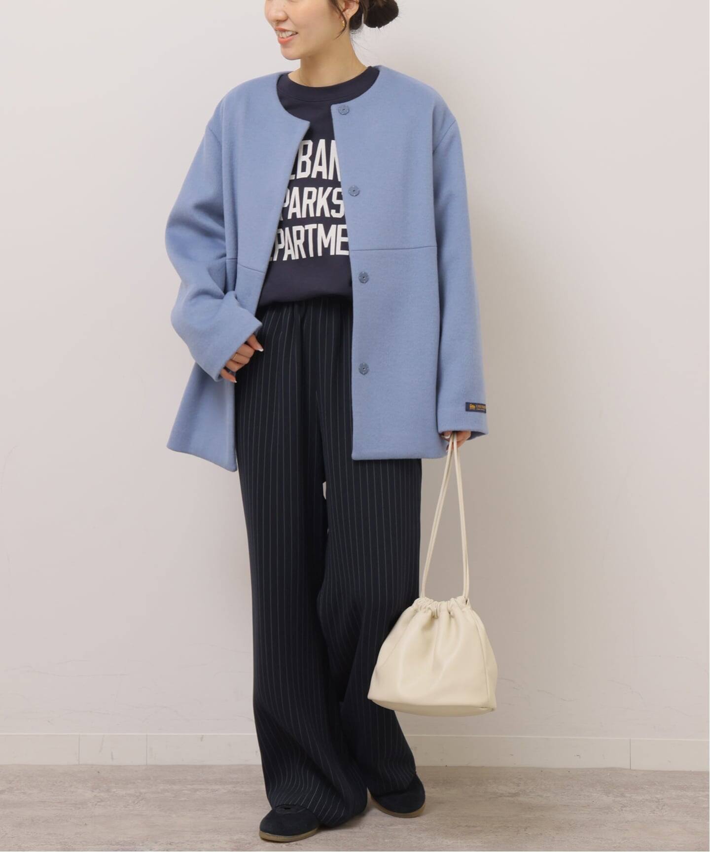 追加2》スーパーファインビーバークルーネックコート（ノーカラー