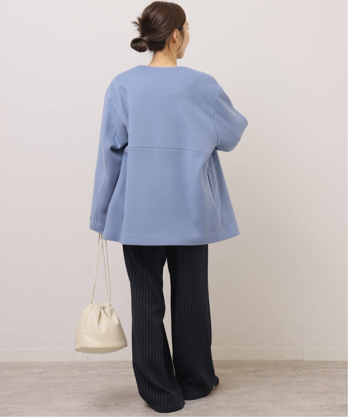 追加2》スーパーファインビーバークルーネックコート（ノーカラー