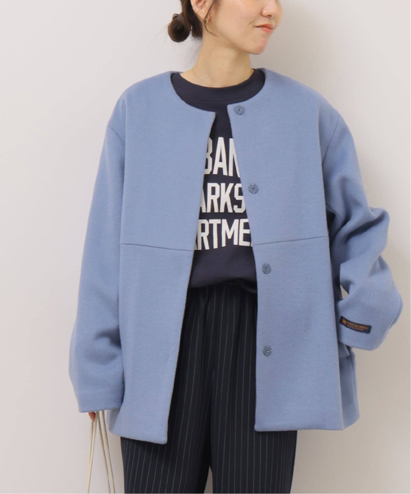 追加2》スーパーファインビーバークルーネックコート（ノーカラー